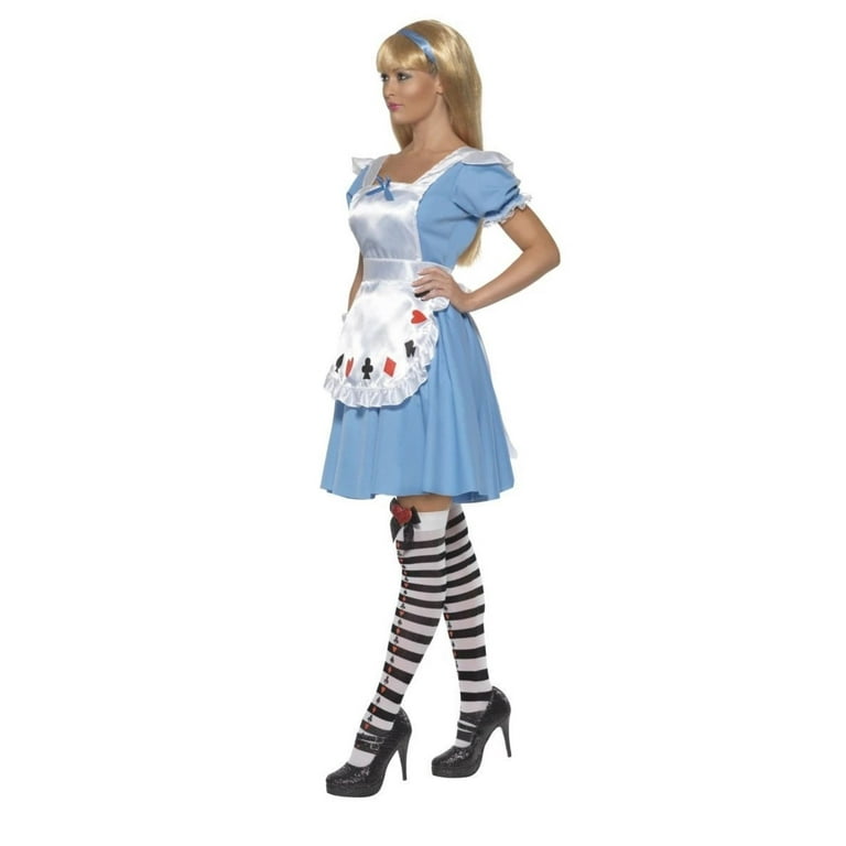 Deck Of Cards Girl Costume Ladies Alice In Wonderland Adult Blue White Deck Of Cards Girl Costume Ladies Alice In Wonderland Adult Blue White