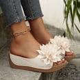 thumbnail image 3 of Platform Wedge Sandals for Women Fashion Flower Open Toe Walking Slides Shoes Comfortable Non Slip Beach Sandal Gold Size 8.5, 3 of 6