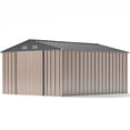 thumbnail image 4 of Patiowell 10x12 ft Metal Outdoor Storage Shed, Garden Tool Shed with Lockable Door & Sloping Roof, for Backyard Garden Patio, 9.5'x12', Brown, 4 of 9