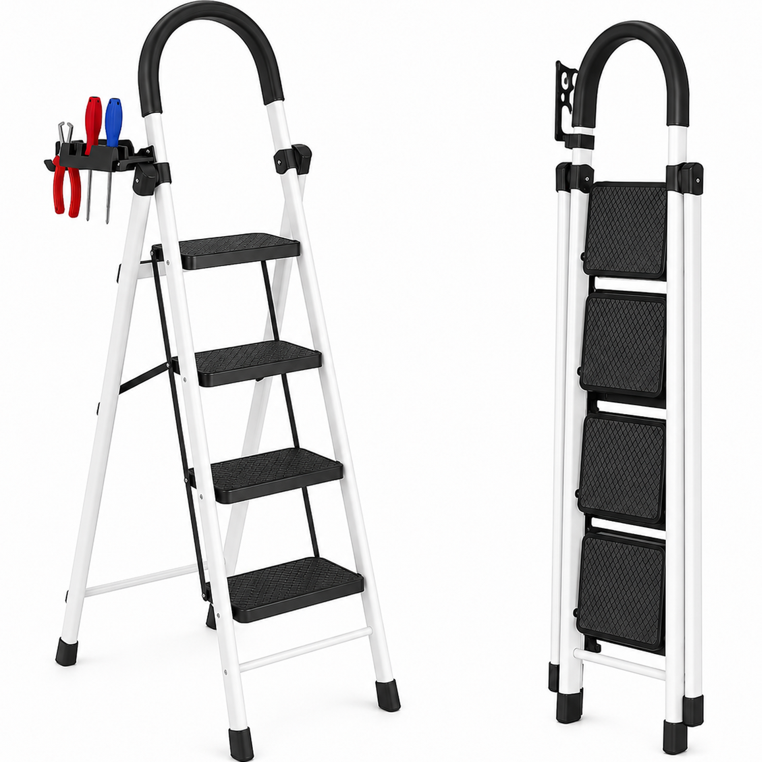 Musment 4-Step Folding Ladder with Handrail photo 1