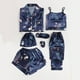thumbnail image 2 of Gibobby camisón y Pijamas para mujer, conjunto de 7 piezas, pijamas para mujer, pijamas de talla grande para mujer, pijamas informales, pantalones cortos con tirantes de encaje para mujer (Blue, M), 2 of 5
