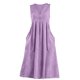 thumbnail image 5 of TaTaai Women's V-Neck Maxi Dress Sleeveless Linen Feel Solid Color Casual Pocket Detail Crinkle Texture Loose Fit Summer Gift, 5 of 5