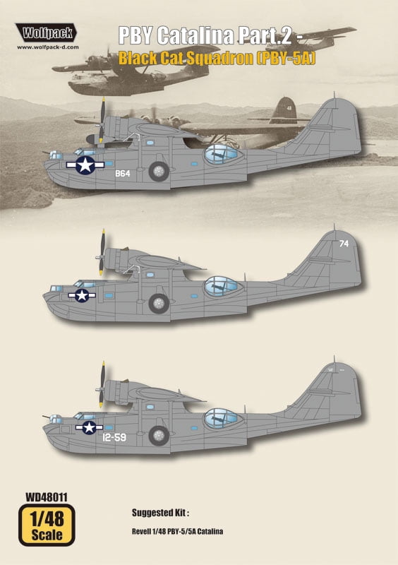 Wolfpack 1:48 PBY Catalina Part.2 - Black Cat Squadron PBY-5A Decal # ...