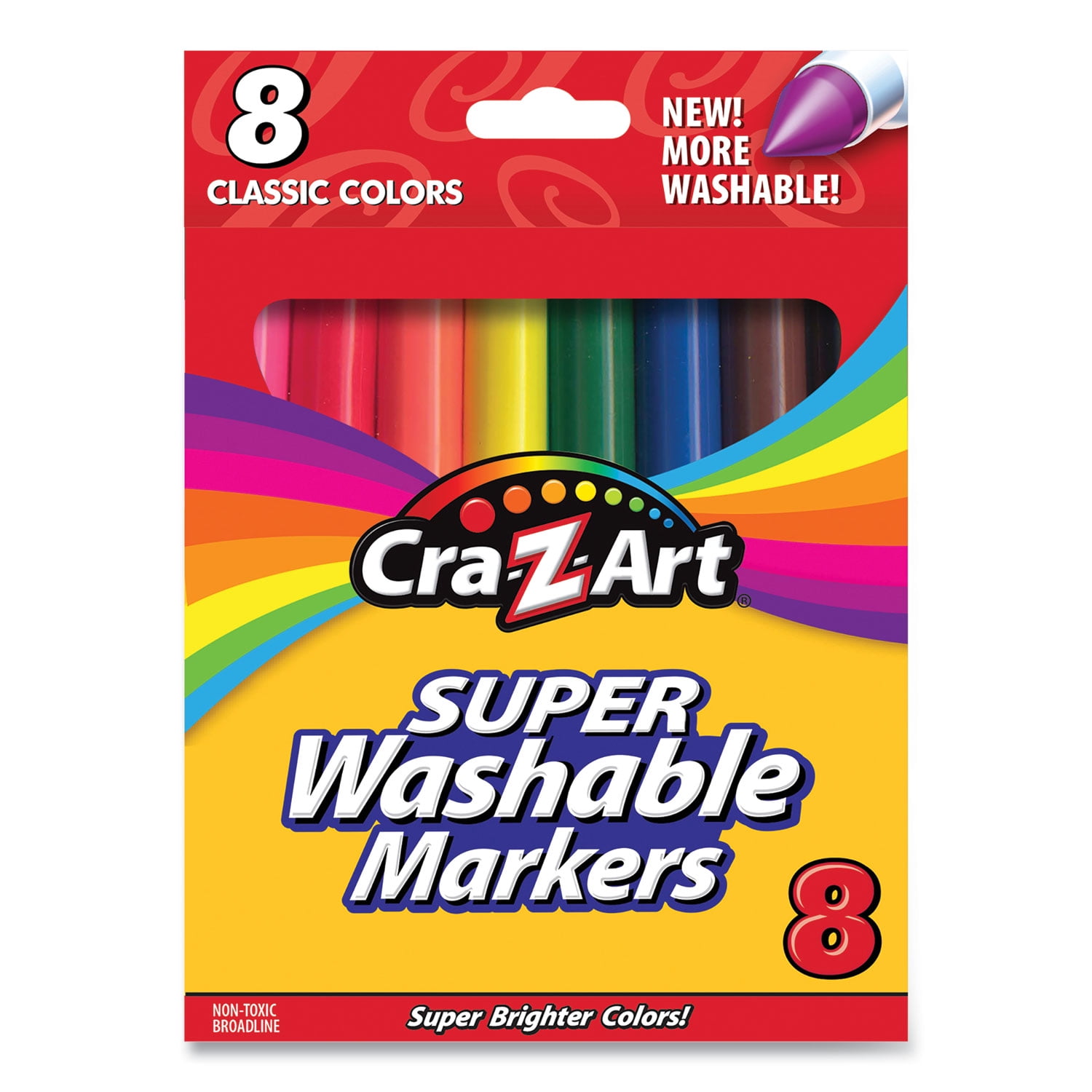 Larose Industries, LLC Super Washable Markers, Broad Bullet Tip, 8 Assorted Colors, 8 Per Set