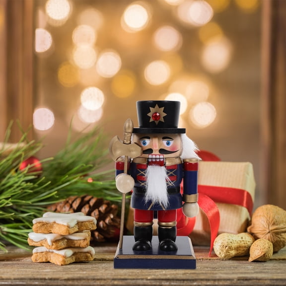 Raindrops Black Wood Nutcracker Figurine Christmas Holiday Decoration Statue for Home and Office Display