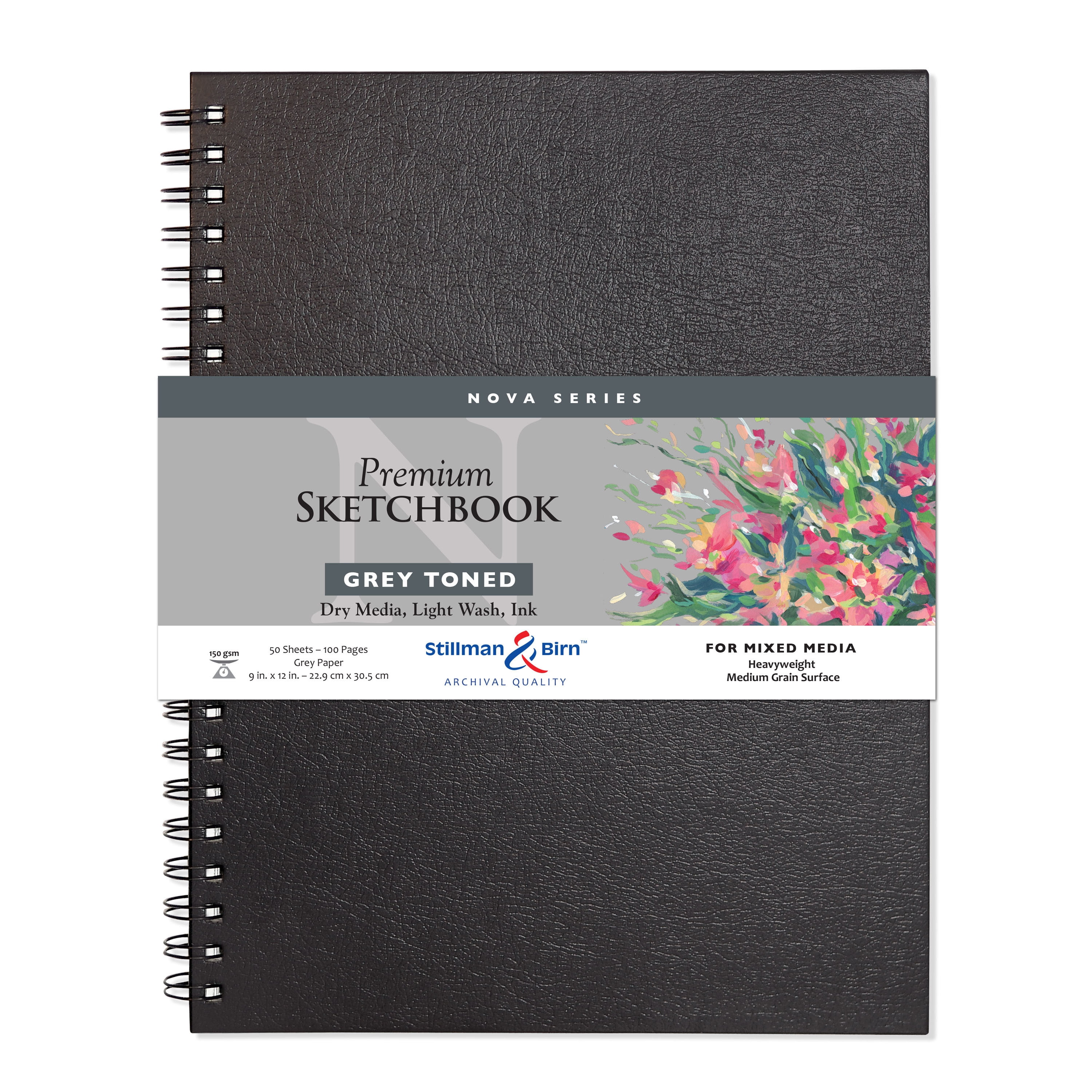 Stillman & Birn Nova Series WireBound Sketchbook, Gray, 9" x 12