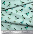 thumbnail image 2 of Soimoi Green Georgette Viscose Fabric Artistic Bird Print Fabric by Yard 44 Inch Wide, 2 of 3