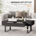 thumbnail image 5 of Rustic Dark Grey Rattan Coffee Table - 43.25"W, Particle Board & Steel, with Drawer - Modern Farmhouse Living Room Furniture, 5 of 7