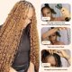 thumbnail image 4 of Cabello trenzado humano, rubio, 55 g, 40 cm, onda profunda, 4 of 6