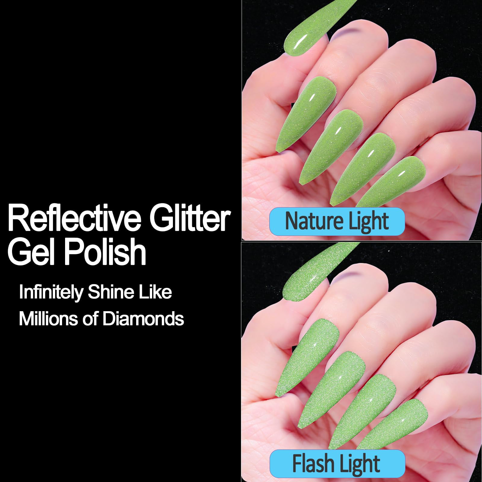 Jenica - Neon Green Reflective Glitter Nail Polish - Survivor Series – Dam