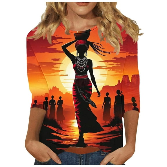 SHE IS My Items T Shirts for Women Loose Fit Gym Womens Long Sleeve T Shirts 3/4 Length Sleeve Womens Tops Plus Size Cotton Basic Tees for Women