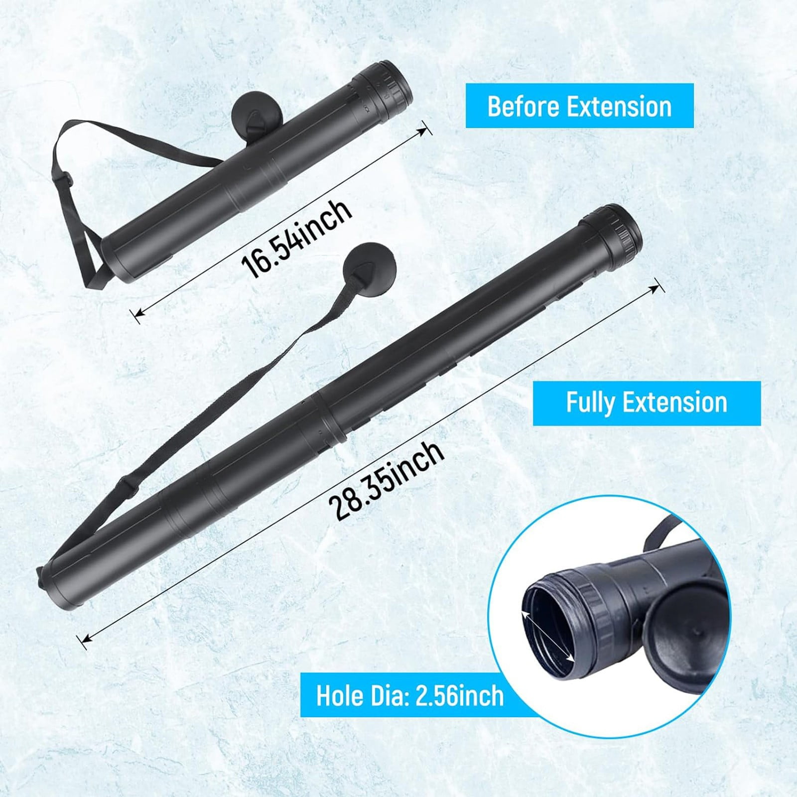 Expandable Poster Tube with Carrying Strap Telescoping Document and Art Storage Case Black or Gray Durable Plastic Tube for Collecting and Transporting Paintings and Blueprints Gift