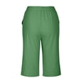 thumbnail image 4 of HKYNLAG Linen Shorts for Women 2026 Drawstring High Waist Knee Length Bermuda Short Loose Comfy Casual Summer Shorts with Pocket Green 3XL, 4 of 7