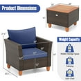 thumbnail image 3 of Gymax 3 PCS Patio PE Wicker Furniture Set Outdoor Conversation Bistro Set w/ Cushions Navy, 3 of 10