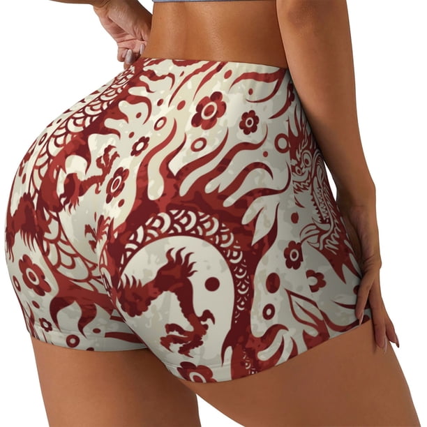 Fotbe Dragons1 Shorts Sin Costuras – Shorts Deportivos de Cintura Alta para Mujer, Elásticos para Gimnasio, Yoga, Running o Ciclismo-Small