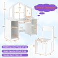 thumbnail image 5 of Furnibear Tri-Folding Vanity Children Dressing Table Set with Storage, White, 5 of 11