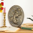 thumbnail image 3 of Sungmor Vintage Cast Iron Wall Art Decor, Oval-shaped Ornate Classical Woman Relief Plaque, Decorative Wall Ornament Antique Sculpture for Home or Garden, Rustic Gold Finish, 3 of 8