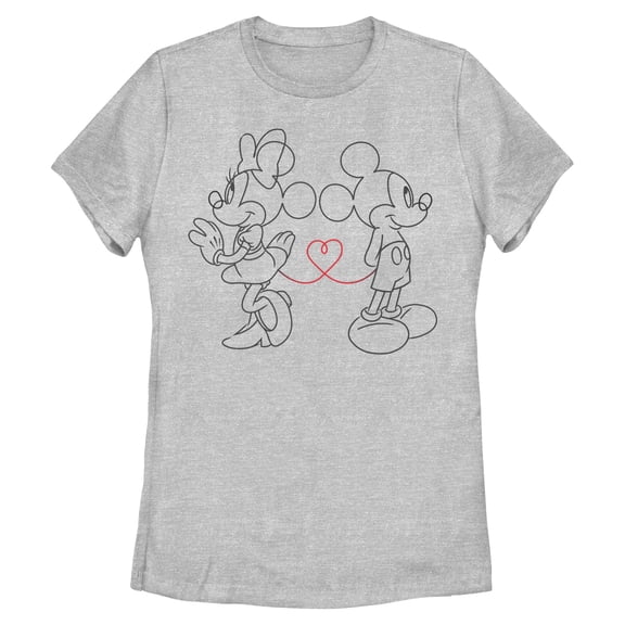 Womens Mickey & Friends Line Art Heart Tail T Shirt