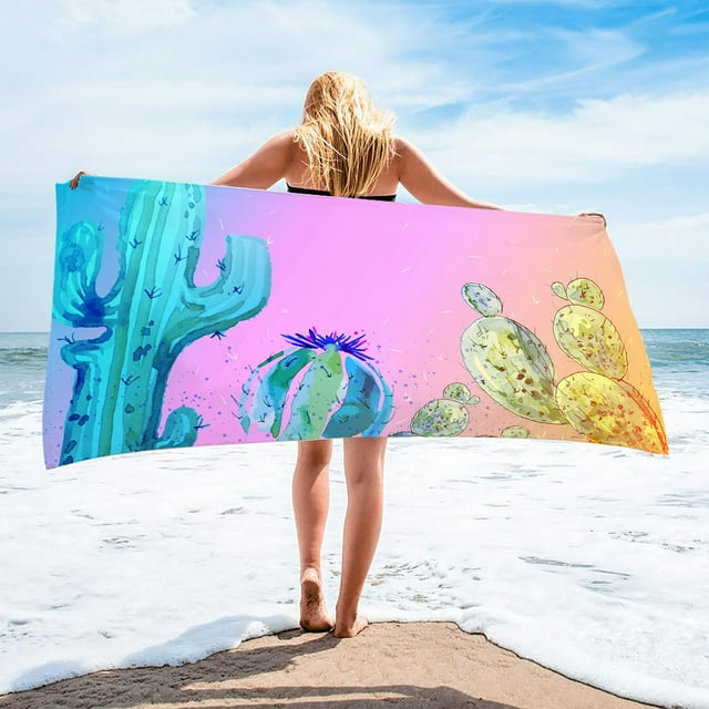 LSLJS Beach Towel Summer Beach Essentials Microfiber Beach Towels Super Lightweight Colorful Bath Towel Sandproof Beach Blanket Multi-Purpose Towel for Travel Swimming Pool 30x60 Inch