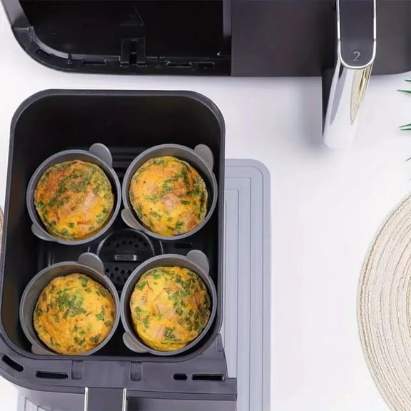 XEOVHV Silicone Air Fryer Egg Mold, Reusable Nonstick Egg Bites Pan Alternative, Egg Boiler Mold Cup, BPA Free, Dishwasher Safe Poached Egg Cups for Microwave Air Fryer Stovetop Egg Cooking,Gray