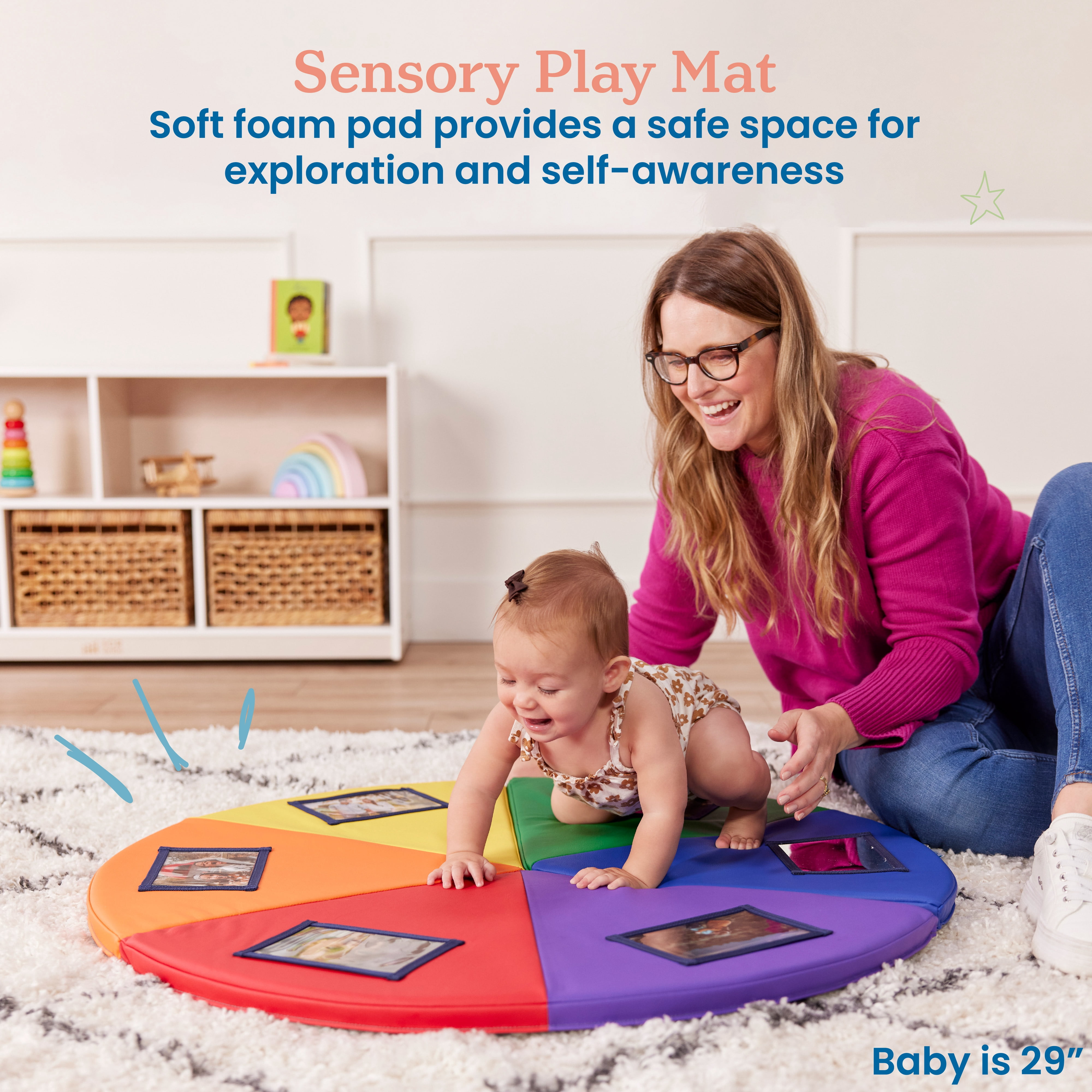 ECR4Kids SoftZone Picture Me Folding Activity Play Mat, Daycare Essentials, Assorted
