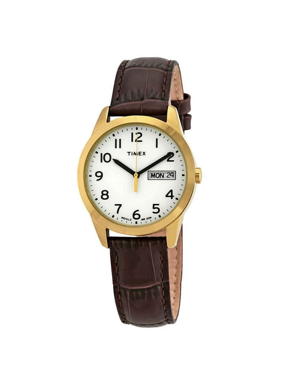Timex South Street Quartz White Dial Brown Leather Men's Watch T2N065