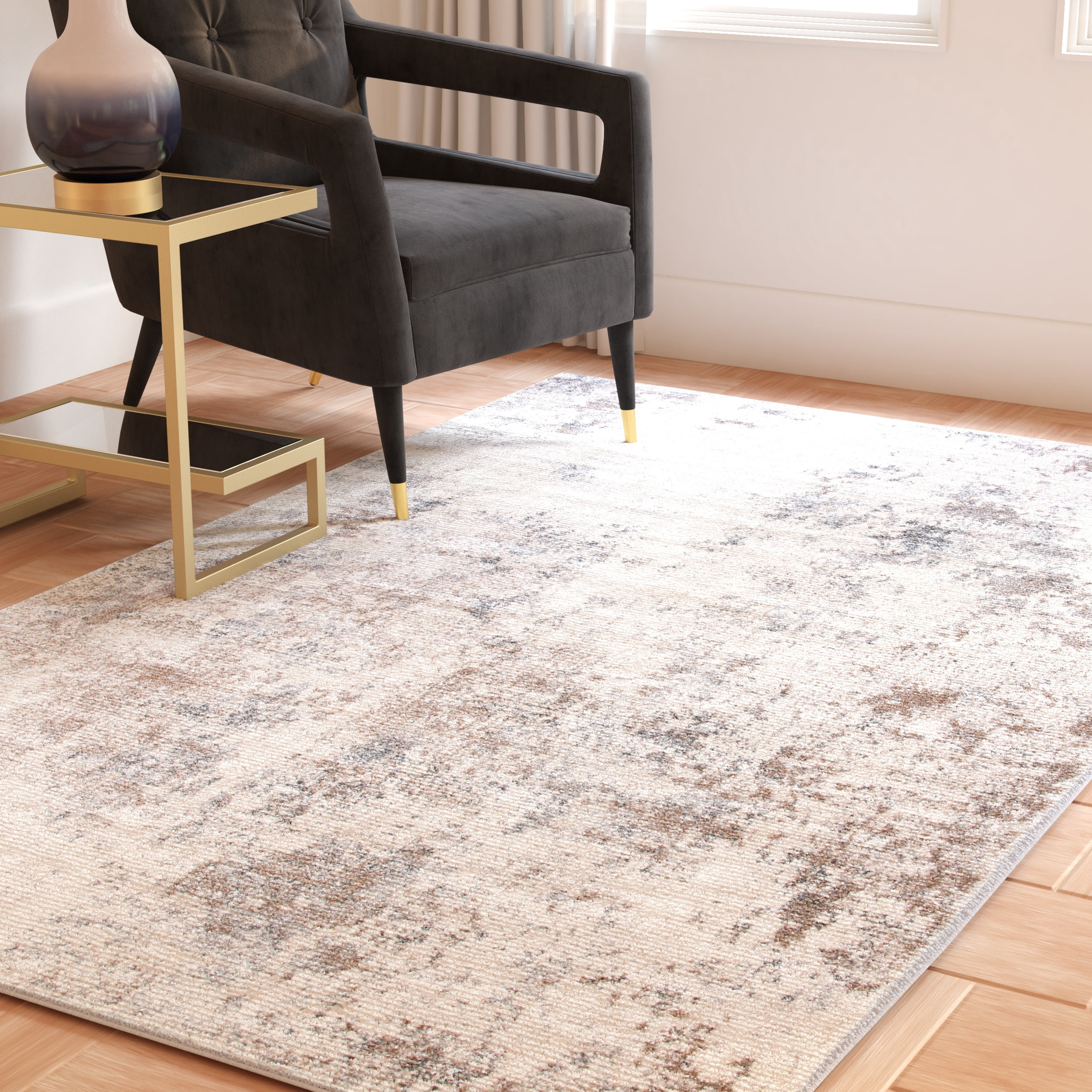 SAFAVIEH Aston Calanthia Abstract Area Rug, Ivory/Gray, 6'7" x 6'7" Square