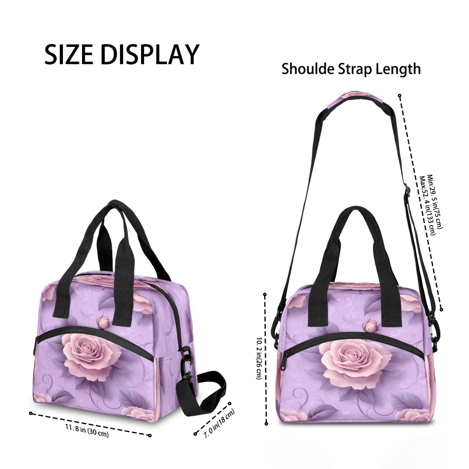 Herdesigns Rose Lunch Bag for Women Men Adult, Floral Large Insulated Reusable Lunch Box Leakproof Portable Cooler Tote Bags for Work Picnic Beach
