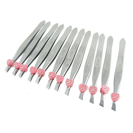 Unique Bargains Unique Bargains Handy Eyebrow Tweezers Hair Trimmer Shaper Slant Tip 12 Pcs