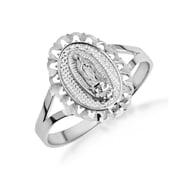 Sterling Silver Lady Of Guadalupe Sacred Oval Medallion Ring - Size 8