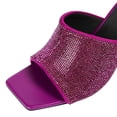 thumbnail image 3 of FSJ Women Open Square Toe Glitter Mule Heels Slip on High Chunky Heeled Sandals Shiny Summer Dressy Beach Slides Size 10 Fuchsia, 3 of 4