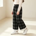 thumbnail image 7 of Edvintorg Girls Pants Winter 2026 Fashion Plaid Elastic Wasit Lace Wide Leg Baggy Pants Kids Clothes Girls 1-14 Years, 7 of 7