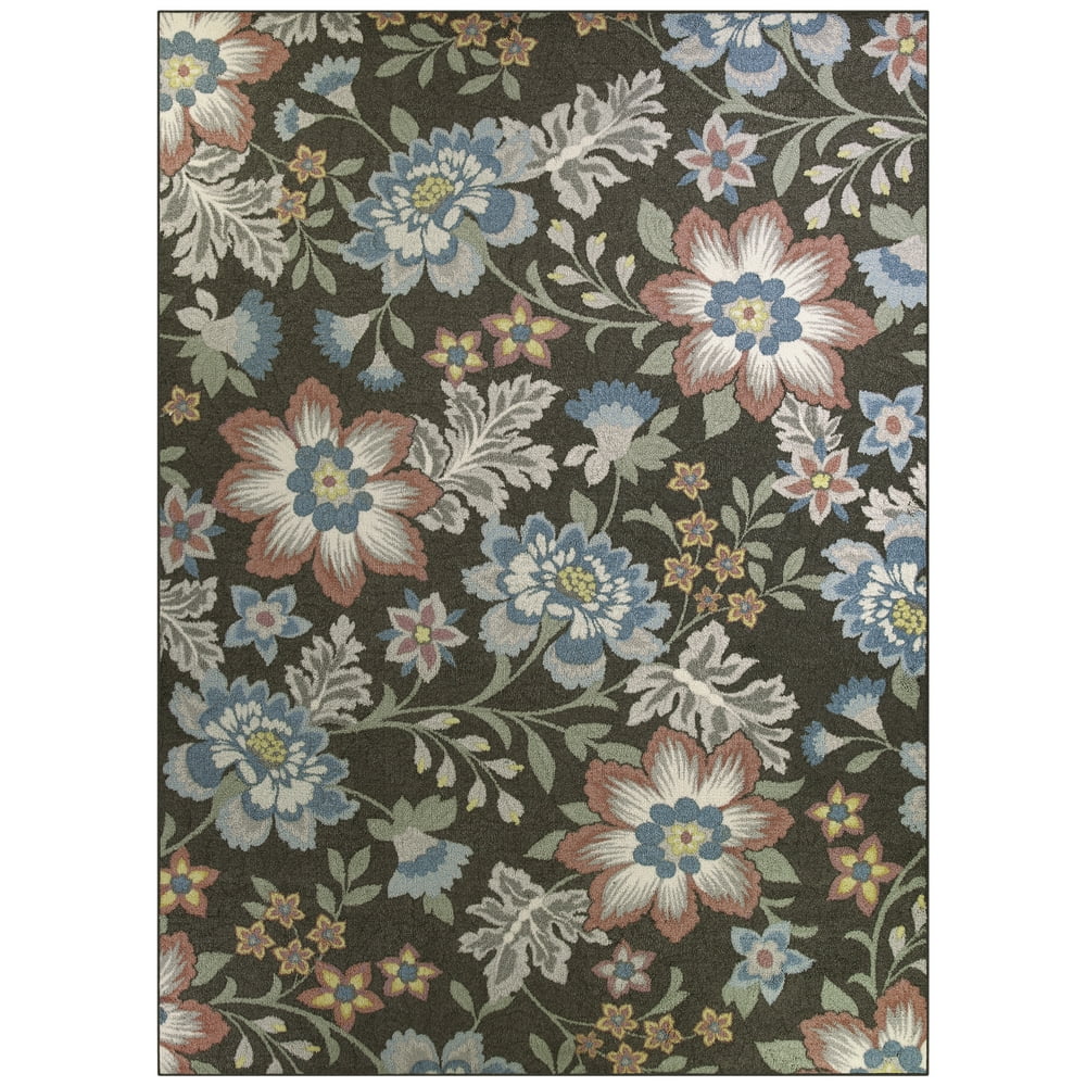 Mainstays Oversized Floral Traditional Area Rug, Gray Multi, 7'x10'