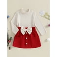 thumbnail image 3 of Bslissey 6M 12M 18M 24M 3T 4T Toddler Baby Girls Christmas Skirts Set Infant Long Sleeve Mock Neck Tops + Bow Decor Pocket Skirt 2Pcs Outfits Kids Casual Daily Clothes, 3 of 8