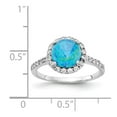 thumbnail image 4 of Cheryl M Sterling Silver Rhodium-plated Cabochon Lab Created Blue Opal and Brilliant Cut CZ Halo with Side Stones Ring, 4 of 5