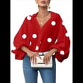 thumbnail image 1 of Blusa Holgada de Larga con Cuello Semiabierto y Lunares Franceses para Mujer Lunares Rojos XL, 1 of 9