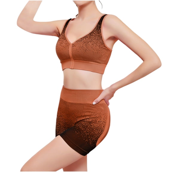 AUNVITO Women's Seamless Supportive Sports Bra and Yoga Shorts Set Racerback Tank Top with High-Waist Design for Fitness Running Workout Casual Sporty Style