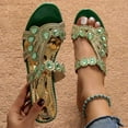 thumbnail image 6 of Jacenvly 2024 New Women's Summer New Rhinestone Color Diamond One Line Thick Sole Fashion Wedge Sandals Green Sandals for Women, 6 of 8