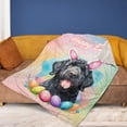 thumbnail image 4 of Happy Easter Portuguese Water Dog with Bunny Ear Headband and Flowers Cozy Fleece Blanket PWD Portie Fishing Dog Lover Warm Soft Throw Blanket - 13001, 4 of 5