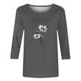 thumbnail image 5 of QIPOPIQ Hauts pour Femmes Chemises à Manches 3/4 Col Rond Blouses Amples Décontractées T-Shirts à Imprimé Marguerites Liquidation, 5 of 5