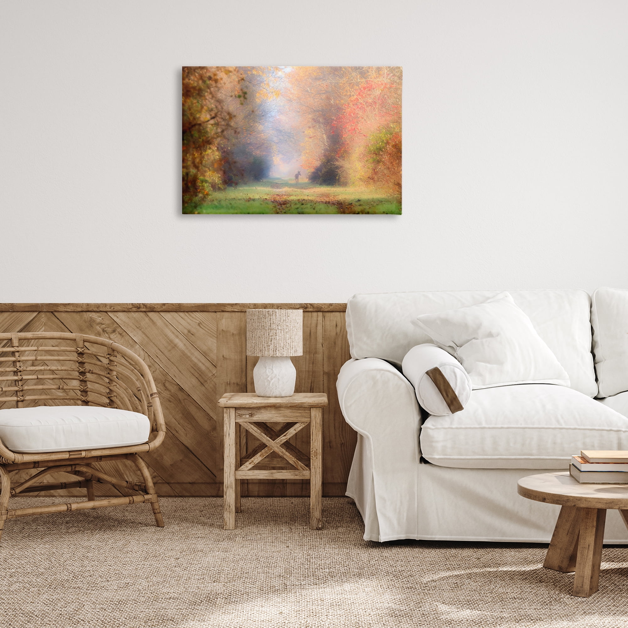 Stupell Industries Foggy Autumnal Forest Landscape & Nature Photography Wrapped Canvas Art Print Wall Art, 30 x 20