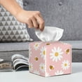 thumbnail image 6 of Sikiie Daisy And Bee Leather Tissue Box Cover Square, tissue box holder, Tissue Box with Bottom Belt-5.2”x5.2”x5.2”, 6 of 7