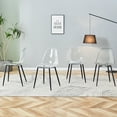 thumbnail image 2 of Dining Chairs Modern minimalist transparent dining chair, plastic chair, armless crystal chair, Nordic creative makeup stool, negotiation chair, set of 6 pieces, black metal legs,TW-1200,Dining Room, 2 of 23