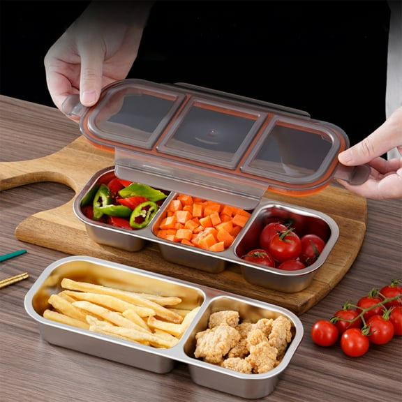 Stainless Steel Lunch Box with Lid, 2 Compartment Bento Box Food Container, Leakproof & Wave Safe for Fresh Meals, Ideal for Learner, Office Workers, and Picnic Use on the Go,Vsgery