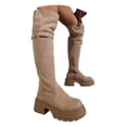 thumbnail image 3 of Women Over the Knee Boots Low Heel Winter Block Suede Thigh High OTK Long Comfort, 3 of 8