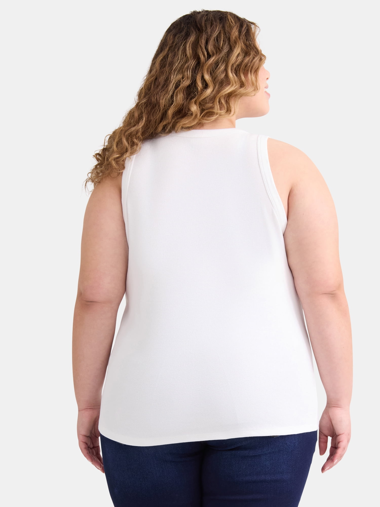Terra & Sky Women's Plus Size High Neck Rib Tank Top, Sizes 0X-4X
