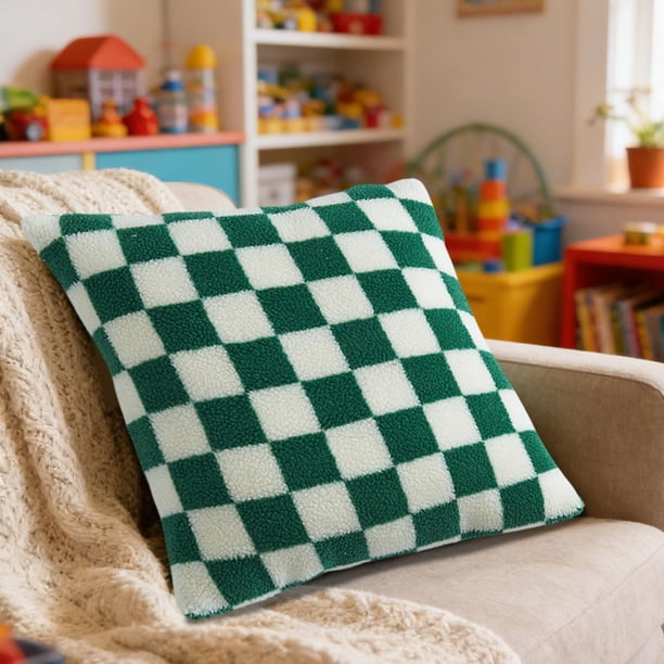 17.7x17.7-inch multi-color checkerboard lamb wool multi size pillowcase cushion cover