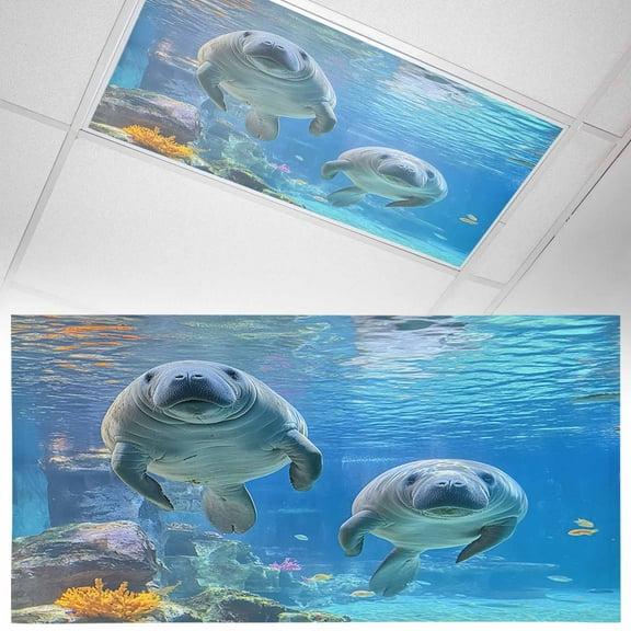 1 Piece Magnetic Fluorescent Light Covers, 2x4 Ft,Summer Marina Life Ocean Beach Seal Animal Magnetic Light Covers for Ceiling Lights Classroom Office Home Decor