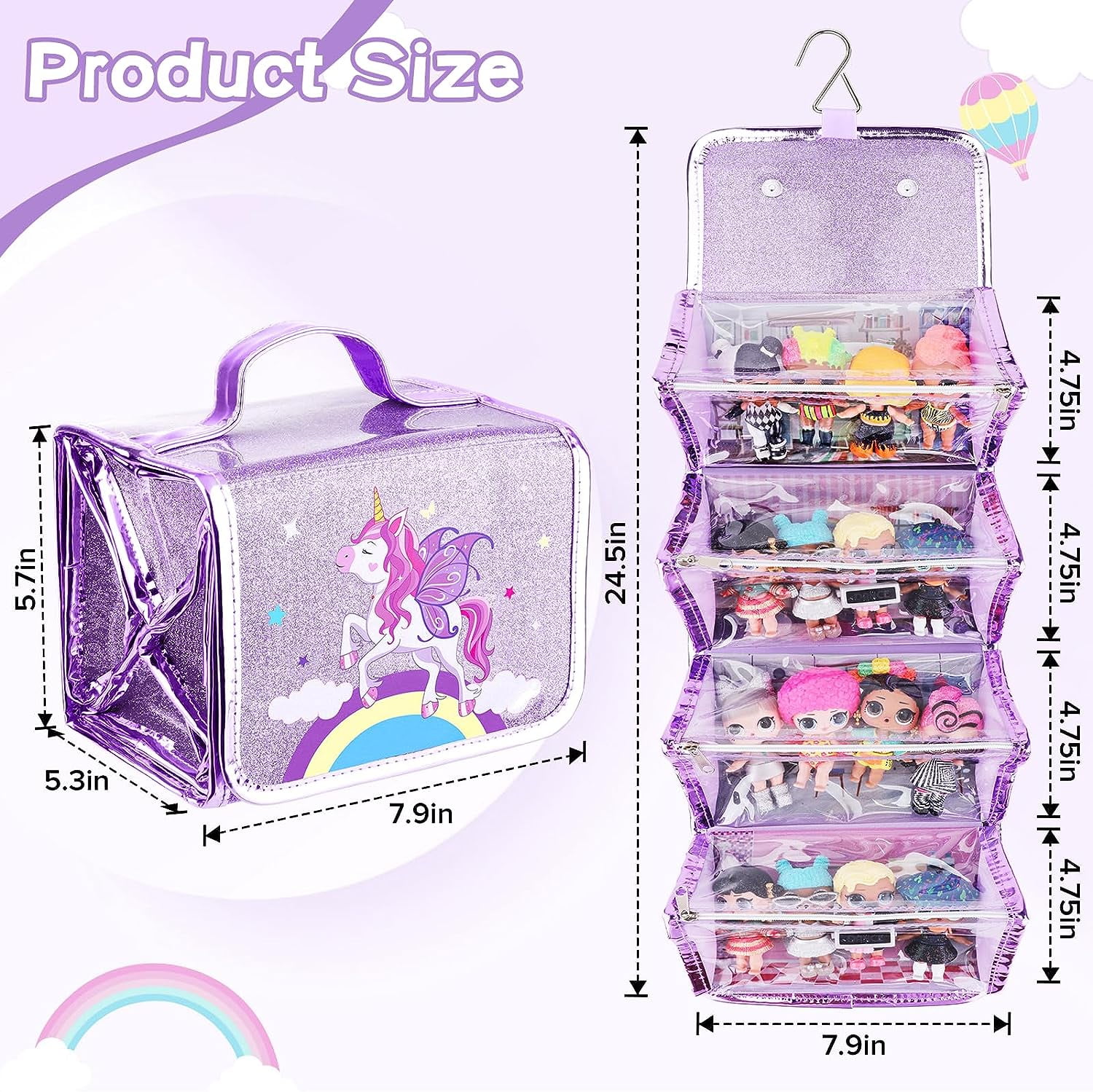 Leeche Storages & Display Case for Dolls Compatible with All LOL Surprise  Dolls,Easy Carrying Storage Organizer Clear View Case(Dolls Not Includ)