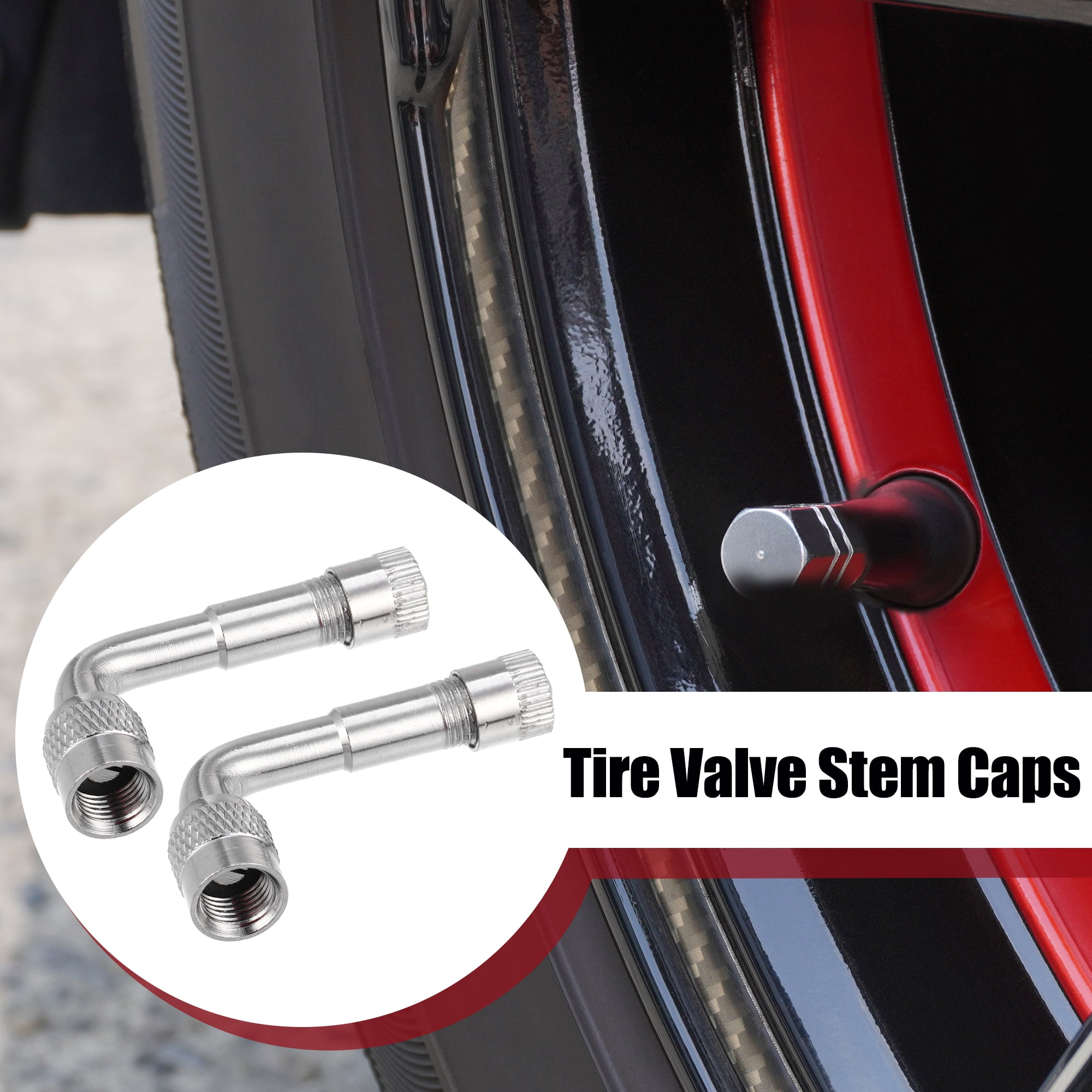 Unique Bargains 2Pcs Copper Nickel Plated Valve Caps for Cars Trucks Motorcycles Bikes